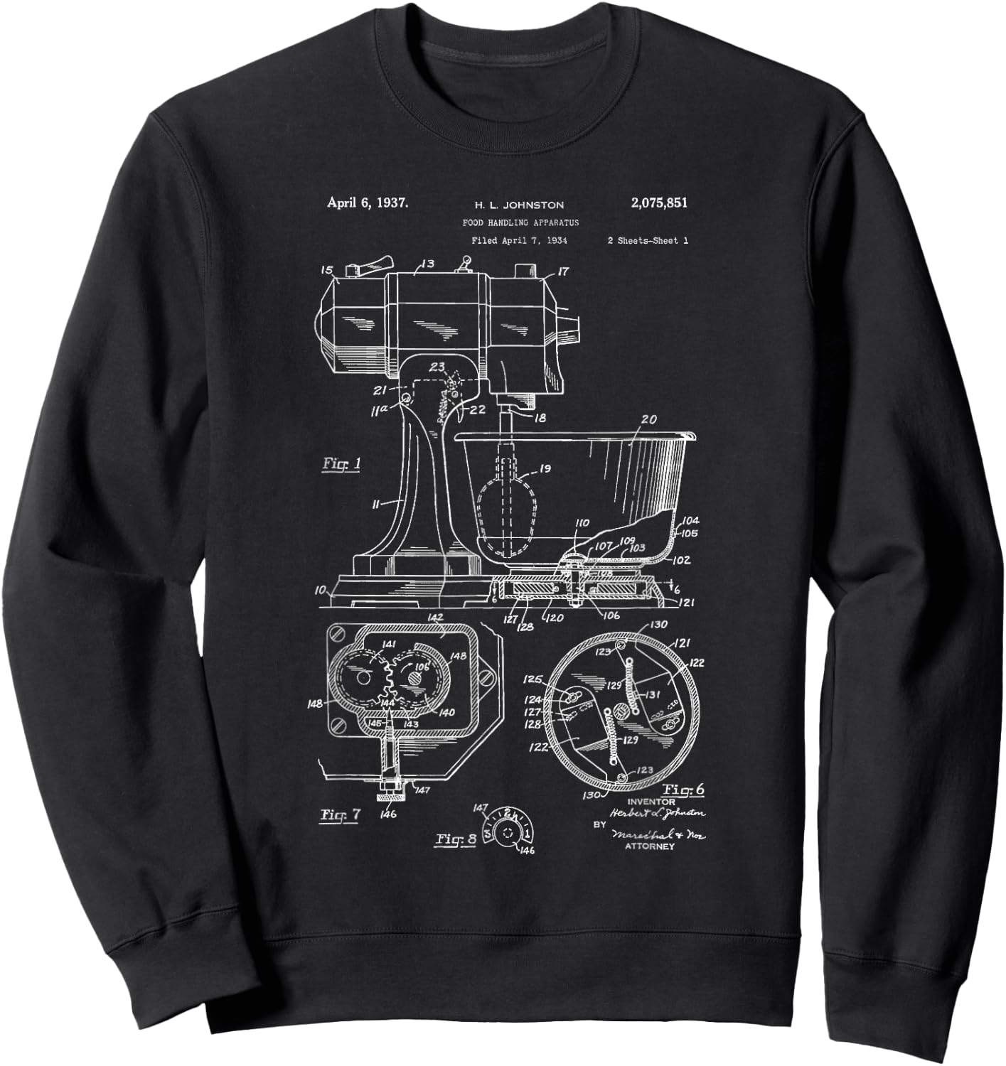 Kitchen Mixer Patent Drawing Gift Bakers Sweatshirt - Sweatshirt | Black
