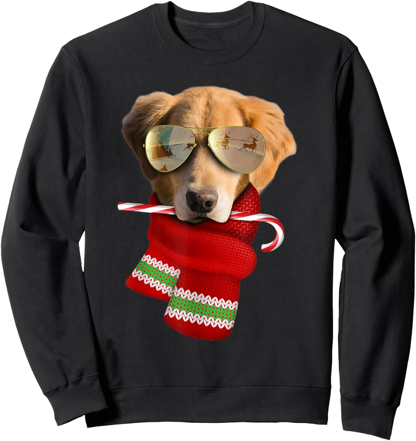 Golden Retriever shirt Christmas Gift Dog Lovers Sunglasses Women Kids Sweatshirt - Sweatshirt | Black