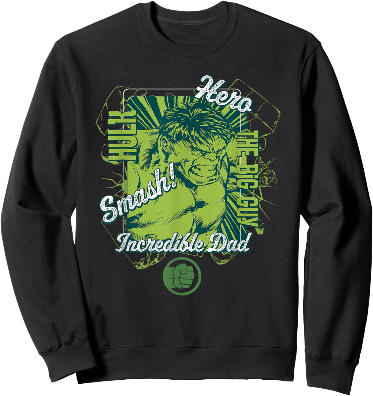 Marvel Hulk Incredible Dad Super Hero Sweatshirt - Sweatshirt | Black