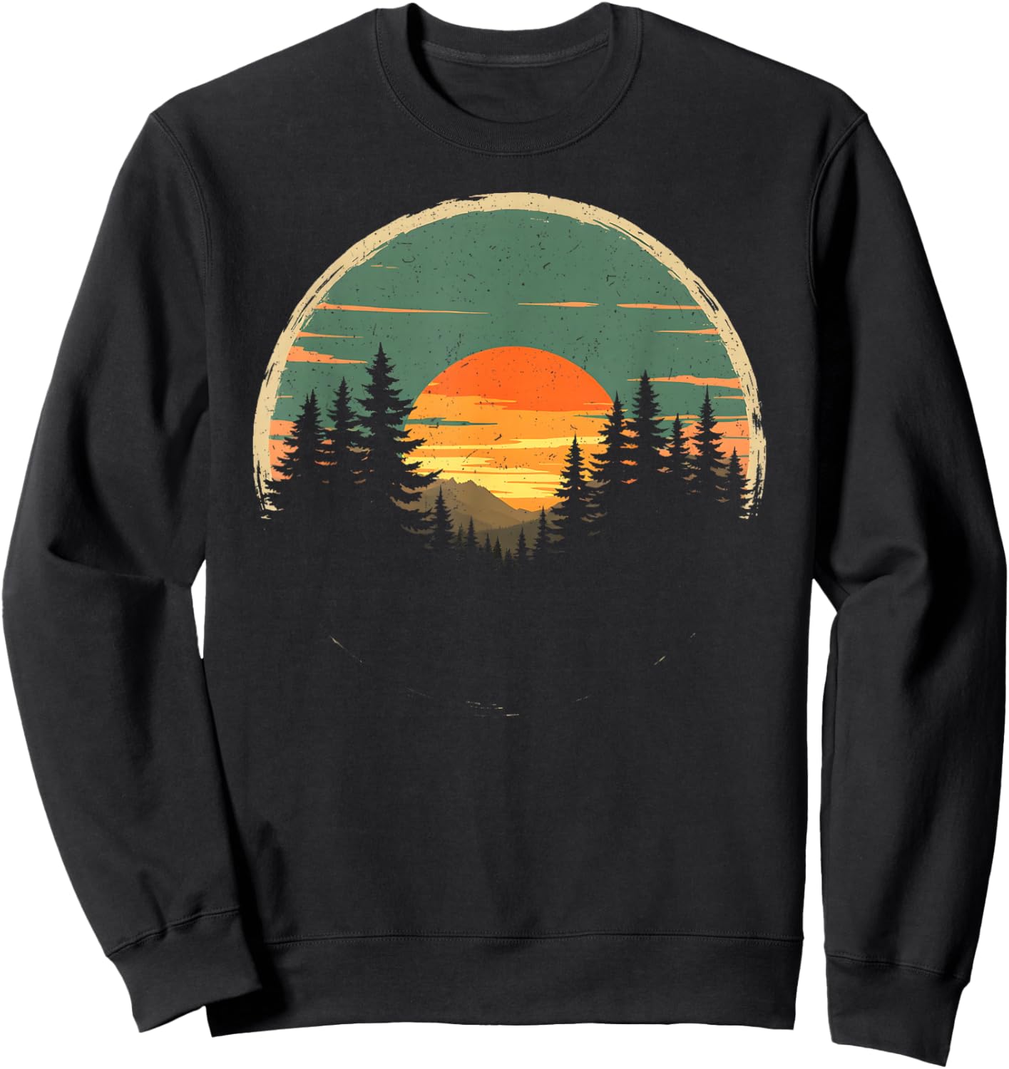 Retro Forest Trees Wildlife Nature Vintage Forest Sweatshirt - Sweatshirt | Black