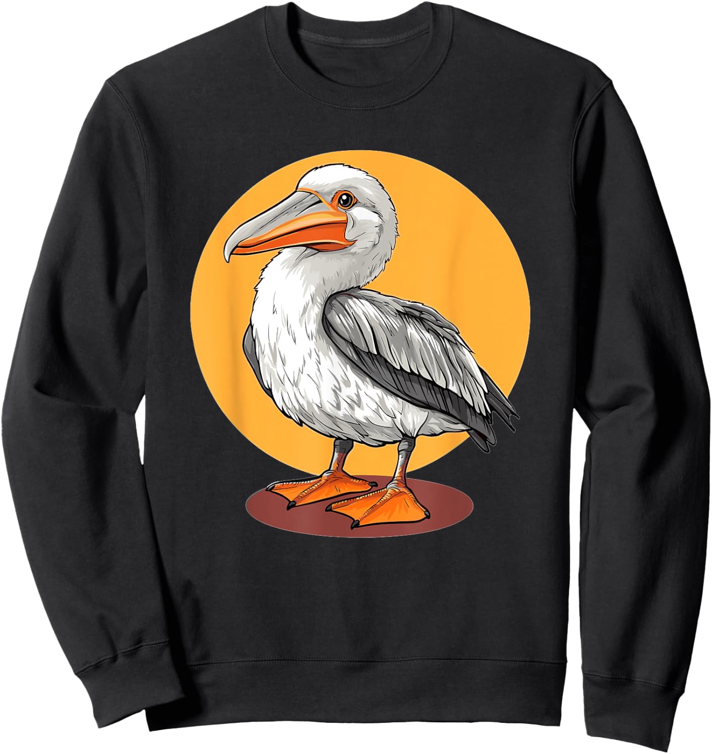 Pelican Illustration Wildlife Coastal Bird Sweatshirt - Sweatshirt | Black