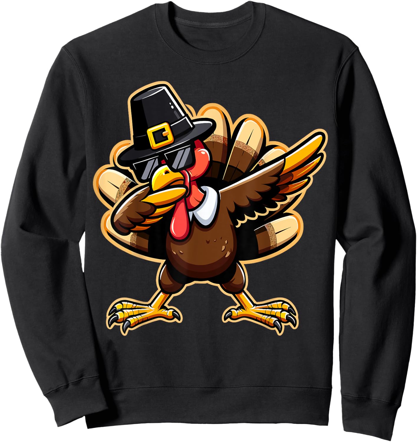 Thanksgiving Dabbing Turkey Sweatshirt - Sweatshirt | Black