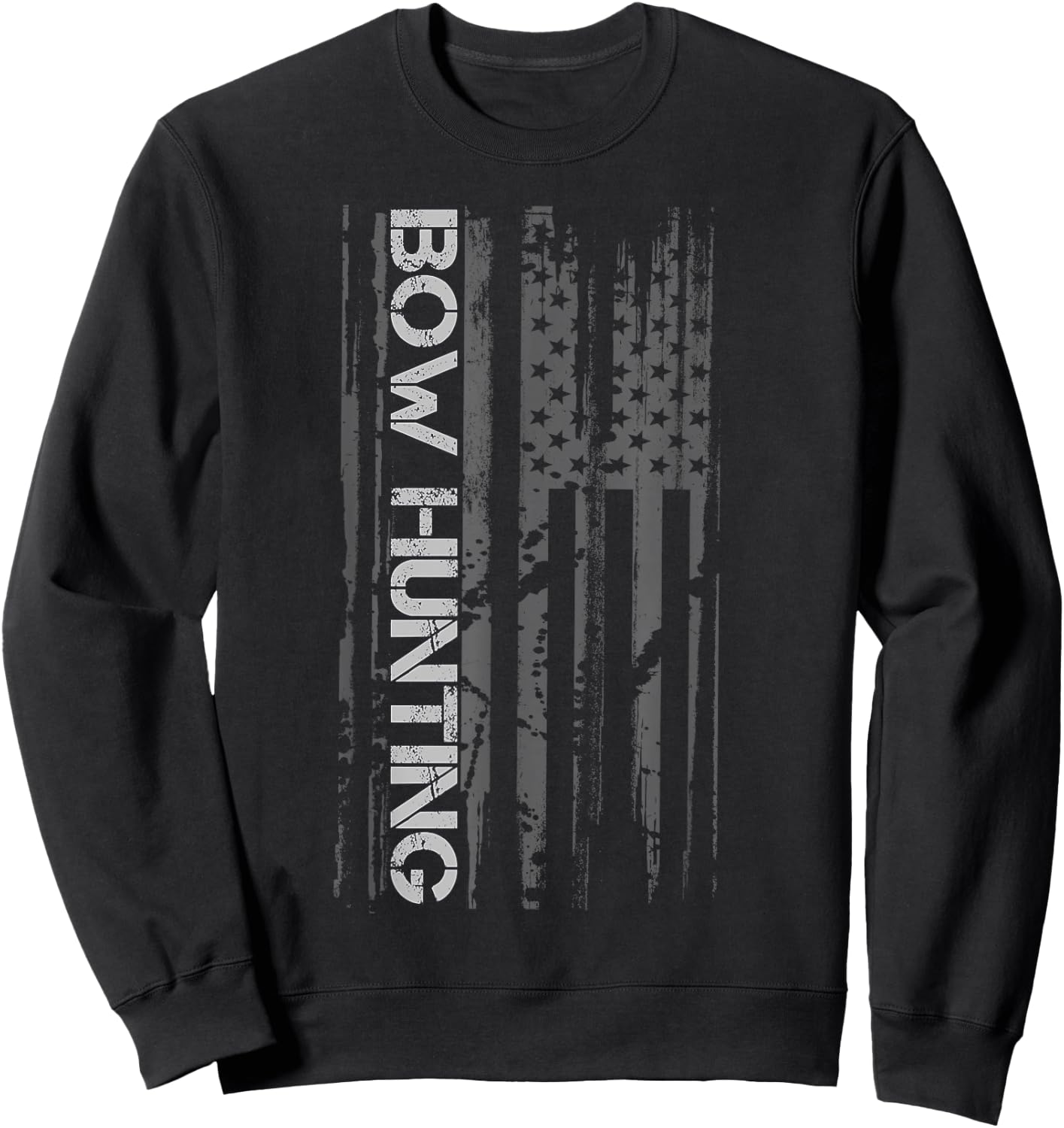 Bow Hunting American Flag Crossbow Deer Hunter Kids Men Sweatshirt - Sweatshirt | Black