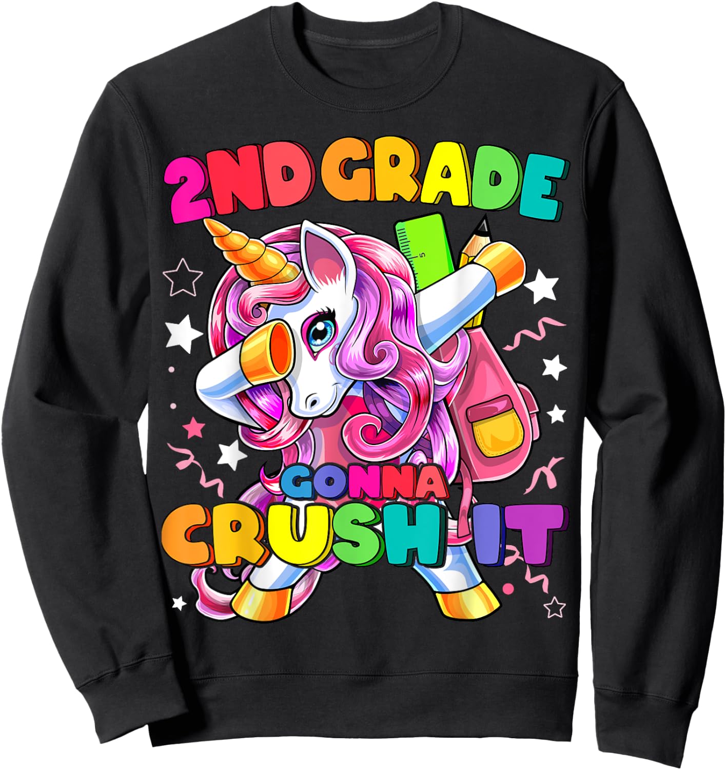 2nd Grade Dabbing Unicorn Back to School Shirt Girls Gift Sweatshirt - Sweatshirt | Black