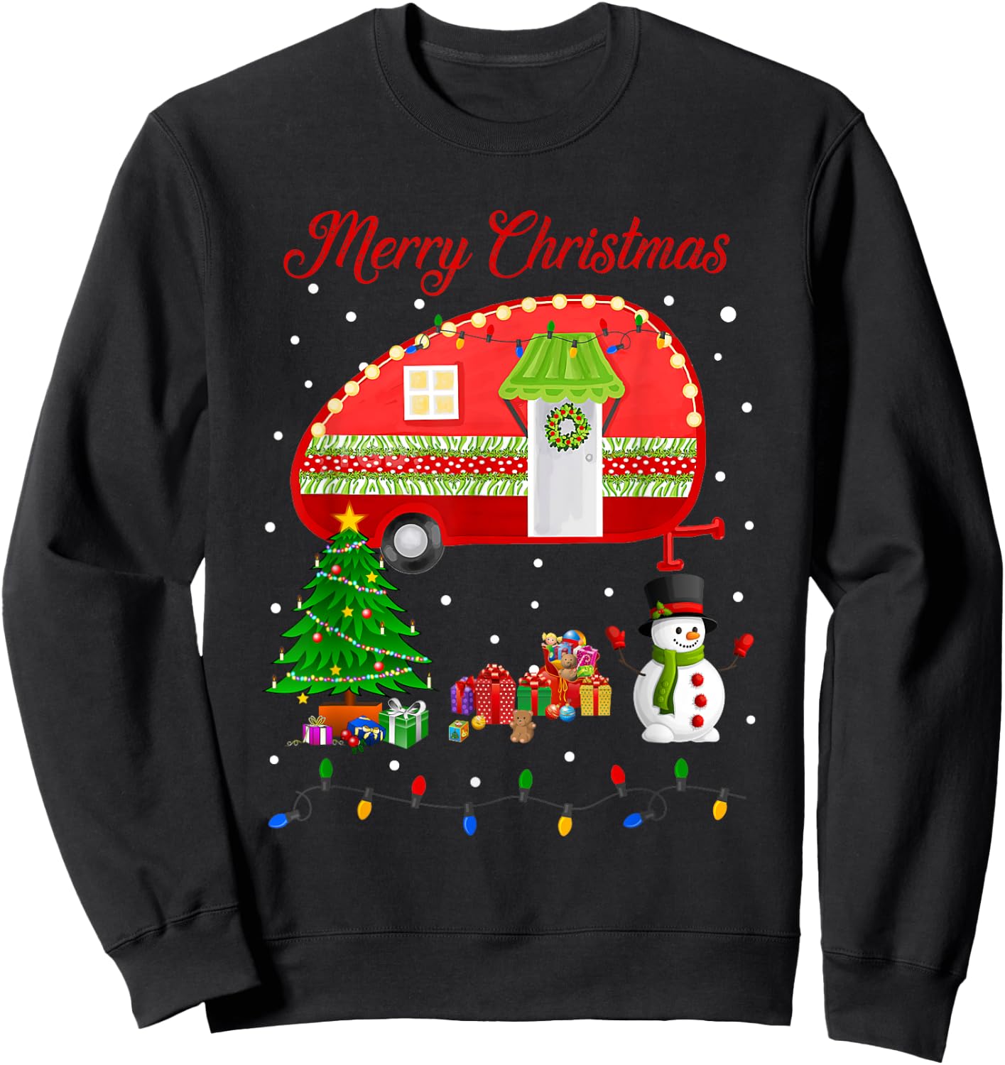 Camping Christmas Happy Camper Xmas Camp Gifts Women Sweatshirt - Sweatshirt | Black