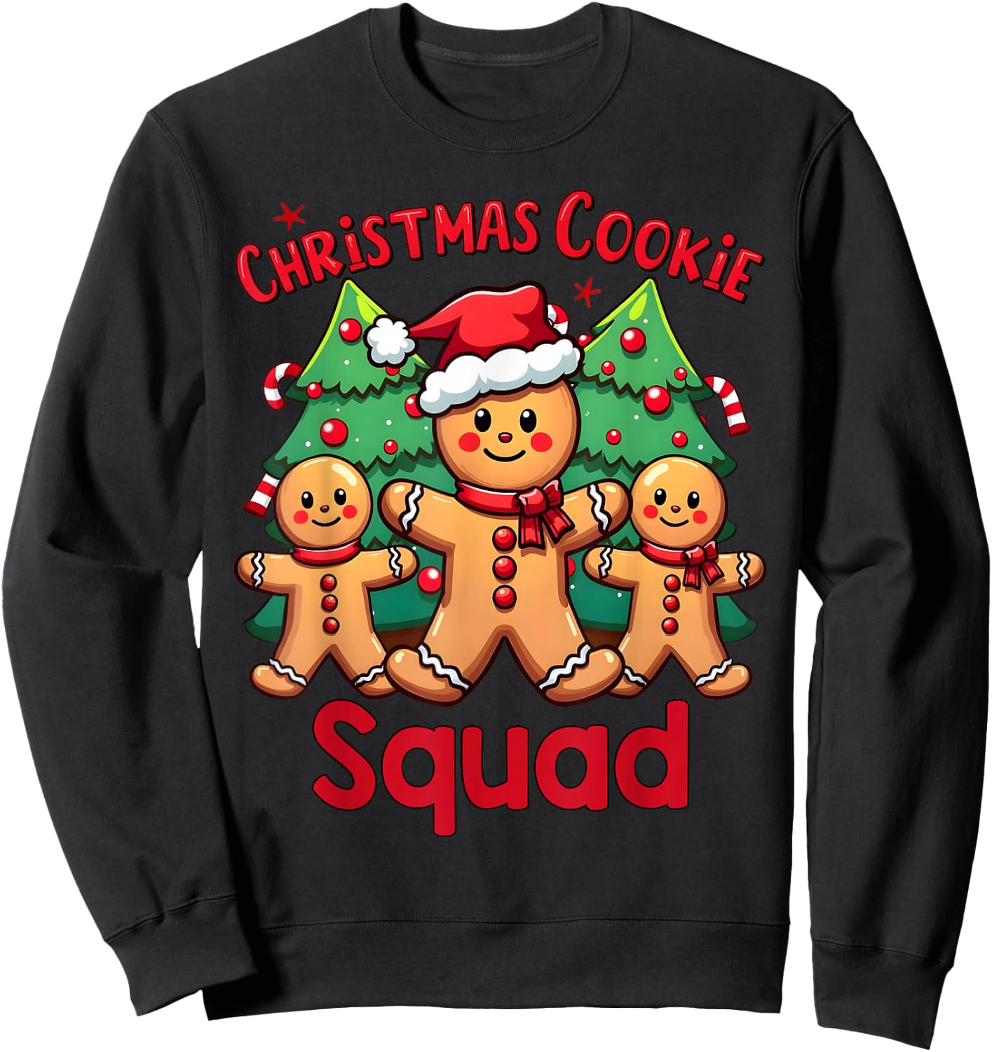 Christmas Cookie Squad Festive Gingerbread Holiday Matching Sweatshirt - Sweatshirt | Black