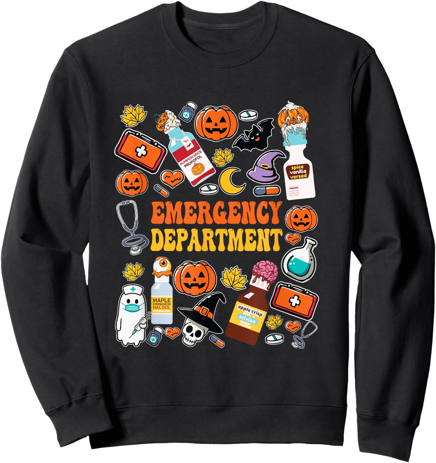 Funny Emergency Department ER Nurse Halloween Spooky Season Sweatshirt - Sweatshirt | Black
