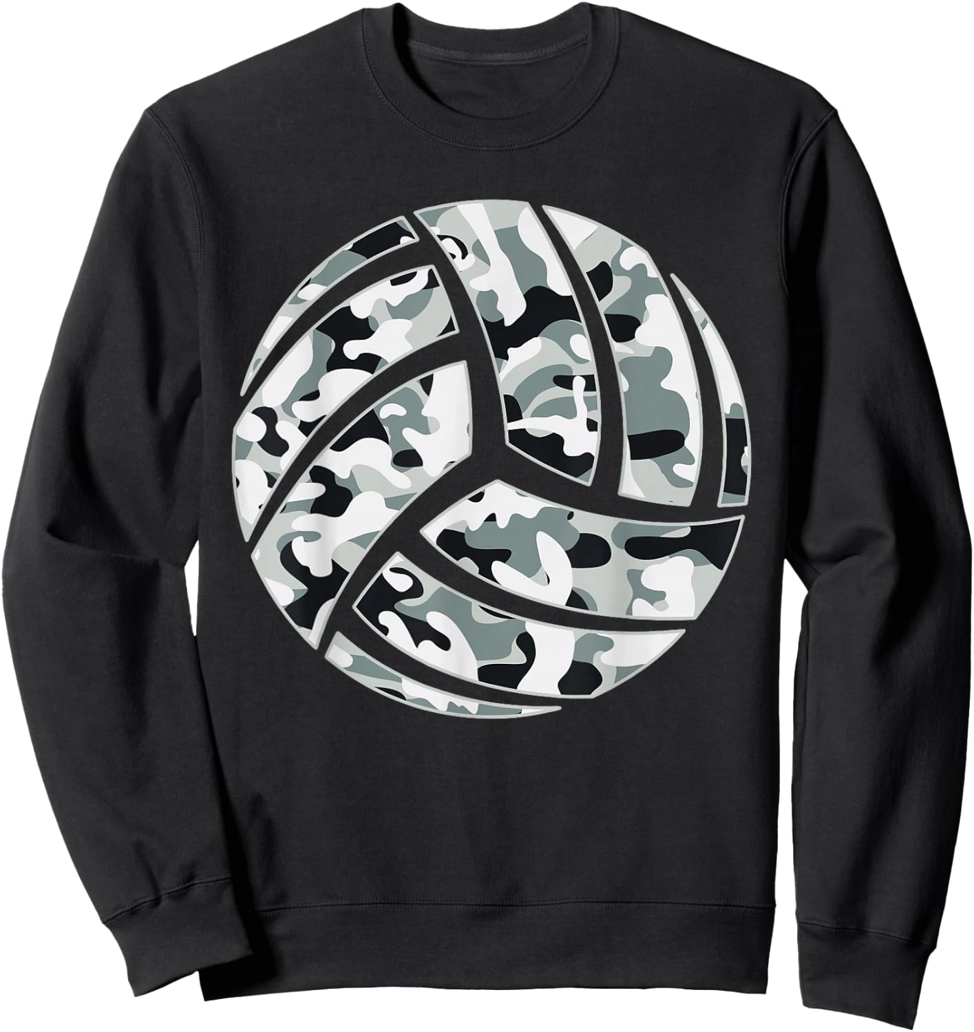 Camouflage Volleyball Lover Player Fan Cute Camo Volleyball Sweatshirt - Sweatshirt | Black