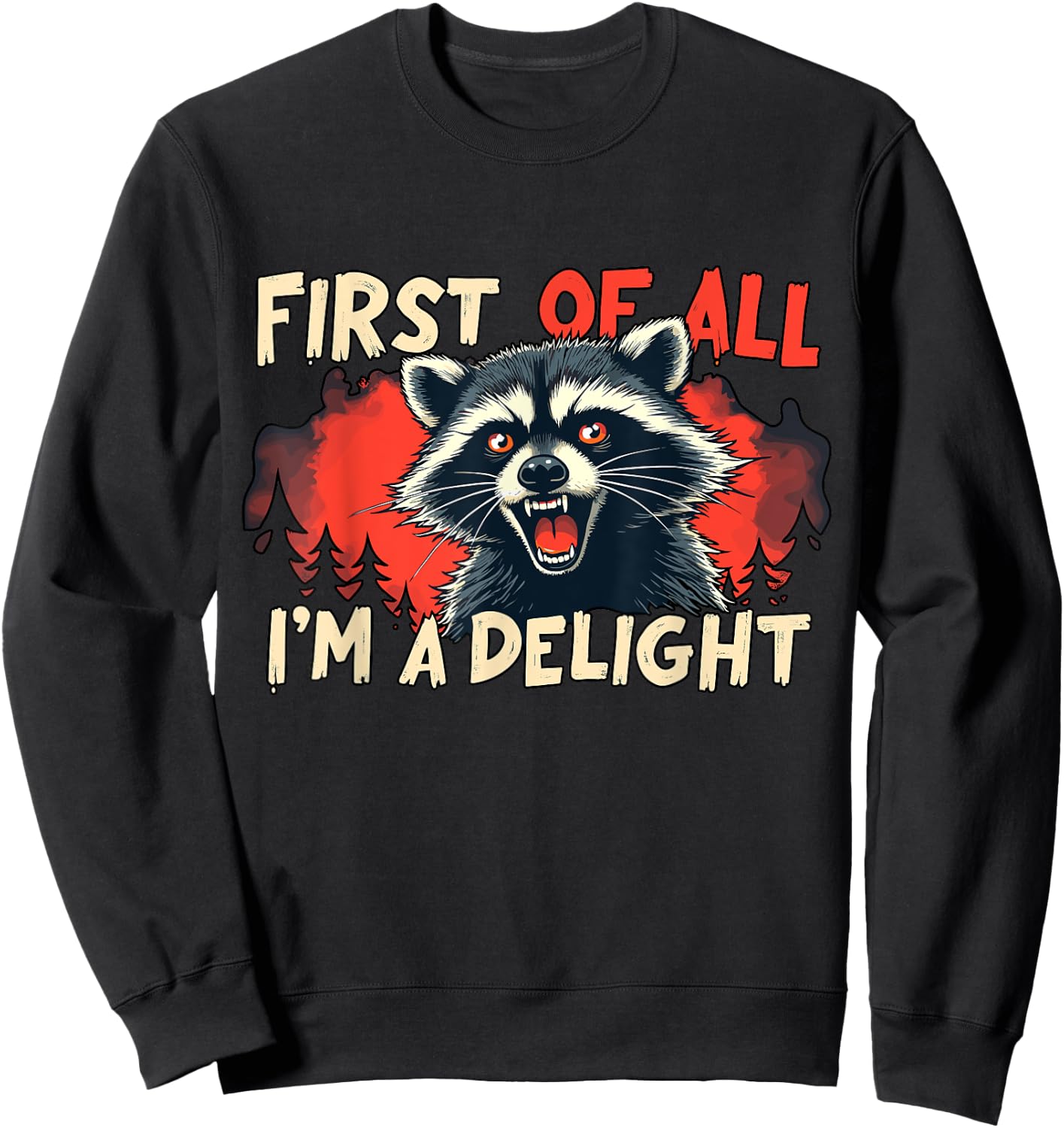 First Of All I'm A Delight Funny Raccoon Sweatshirt - Sweatshirt | Black