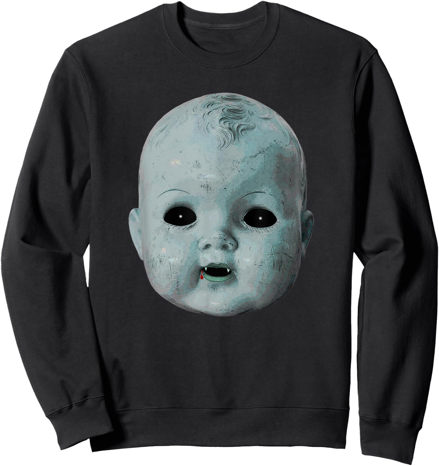 Scary Doll Head Ghost Creepy Halloween Vampire Baby Costume Sweatshirt - Sweatshirt | Black