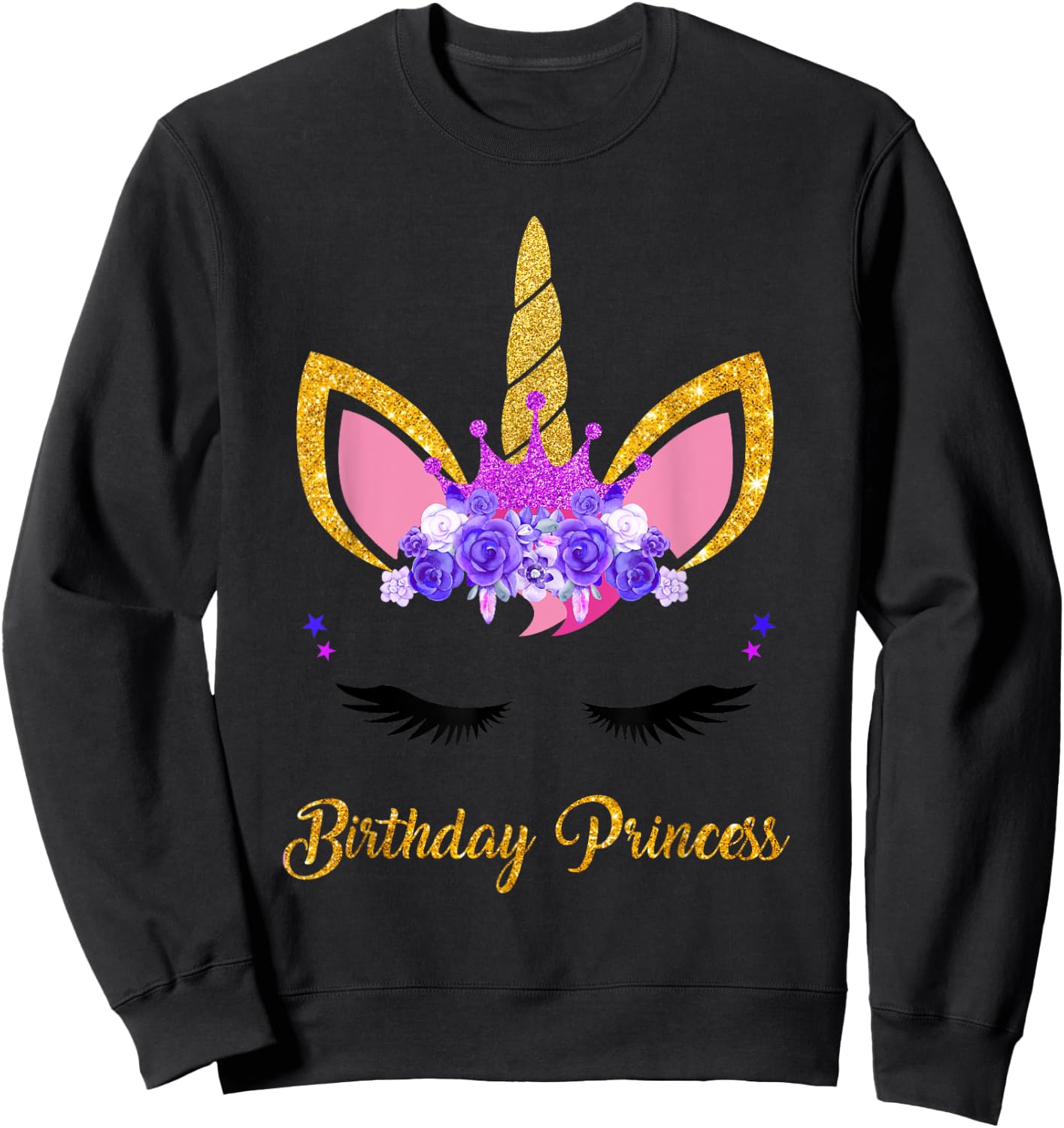 Unicorn Birthday Princess Shirt Unicorn Girl Birthday Party Sweatshirt - Sweatshirt | Black