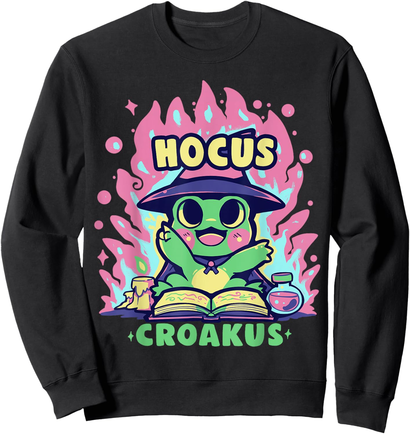 Witchy Spell Frog Sweatshirt - Sweatshirt | Black