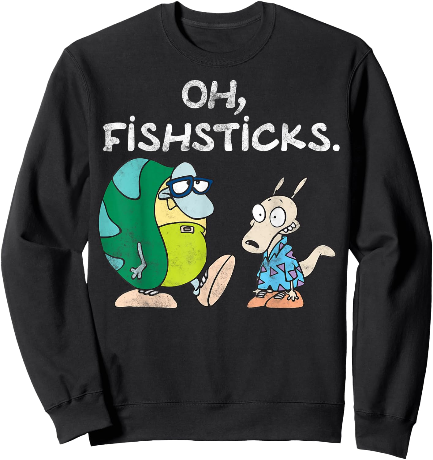 Rocko's Modern Life Filburt and Rocko Oh Fishticks Sweatshirt - Sweatshirt | Black