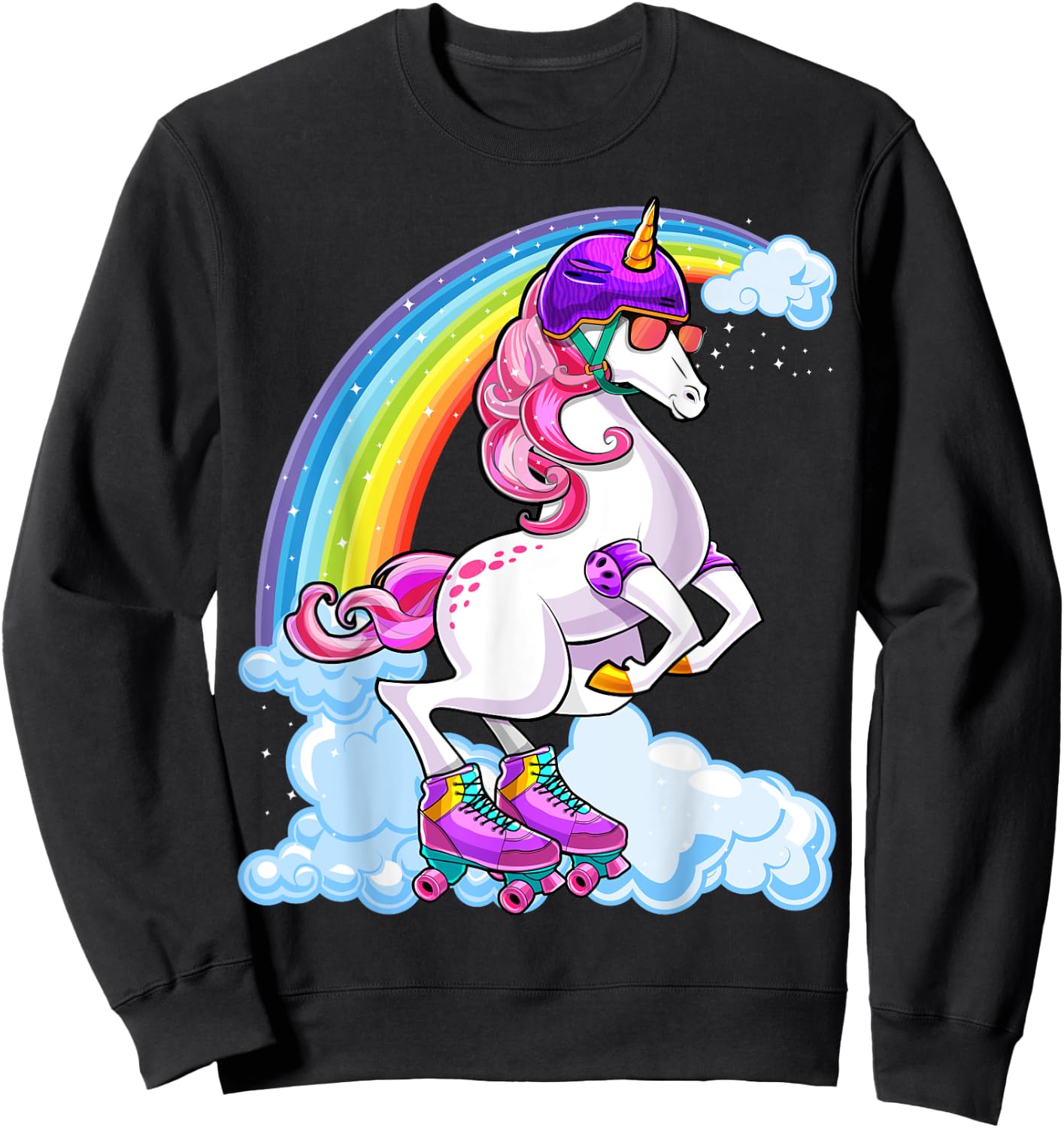 Unicorn Roller Skate Roller Derby Birthday Shirt Girls Gift Sweatshirt - Sweatshirt | Black