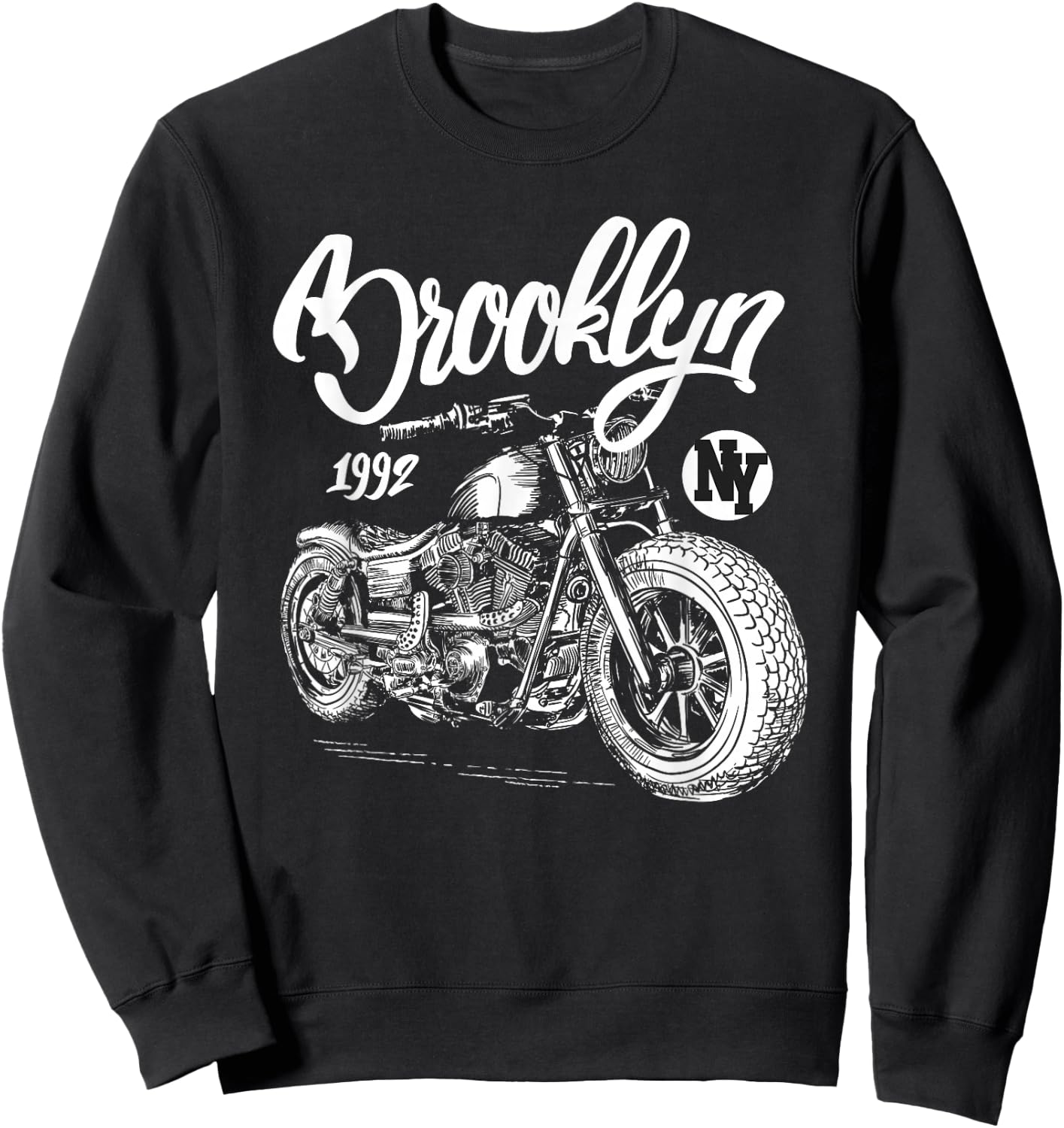 Brooklyn Motorcycle - Vintage New York Biker Shirt Sweatshirt - Sweatshirt | Black