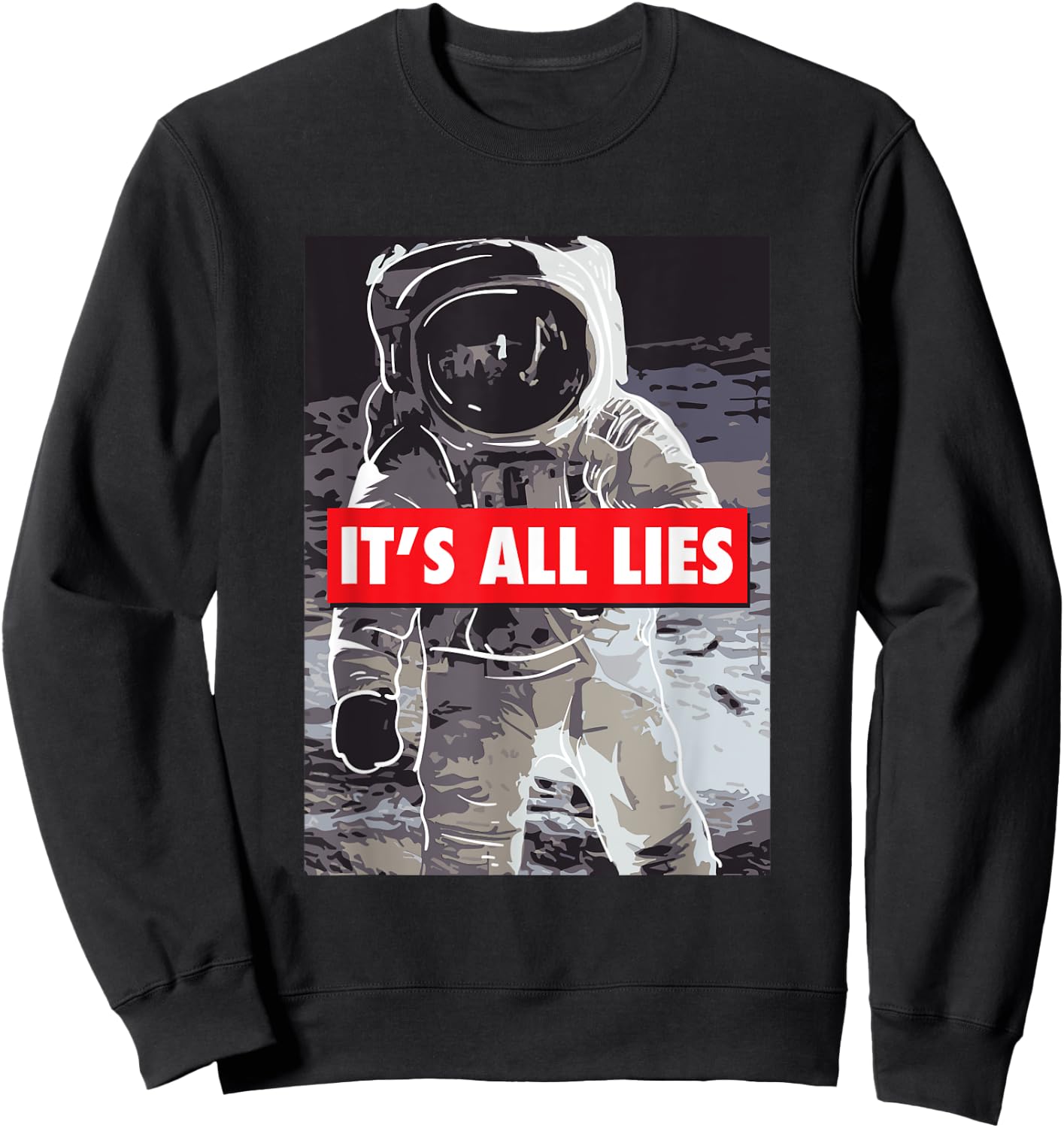 Fake Moon Landing Gift A Conspiracy Theorist Sweatshirt - Sweatshirt | Black