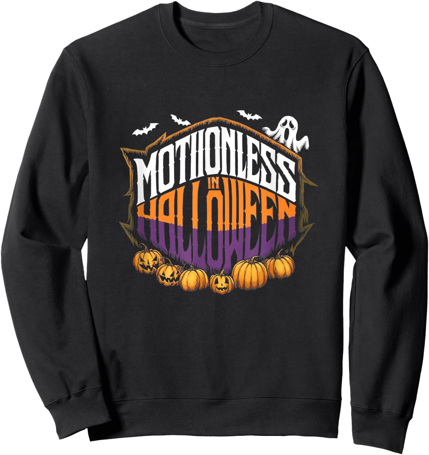 Halloween Pumpkin Scary Funny Motionlesses in White Sweatshirt - Sweatshirt | Black