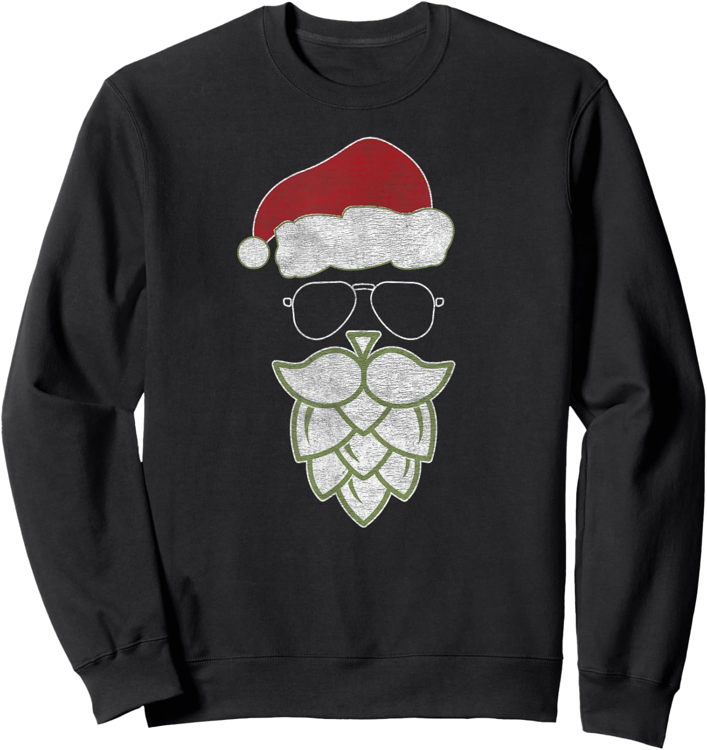 Festive Christmas Santa Claus Beer Hops Beard - Cool & Funny Sweatshirt - Sweatshirt | Black