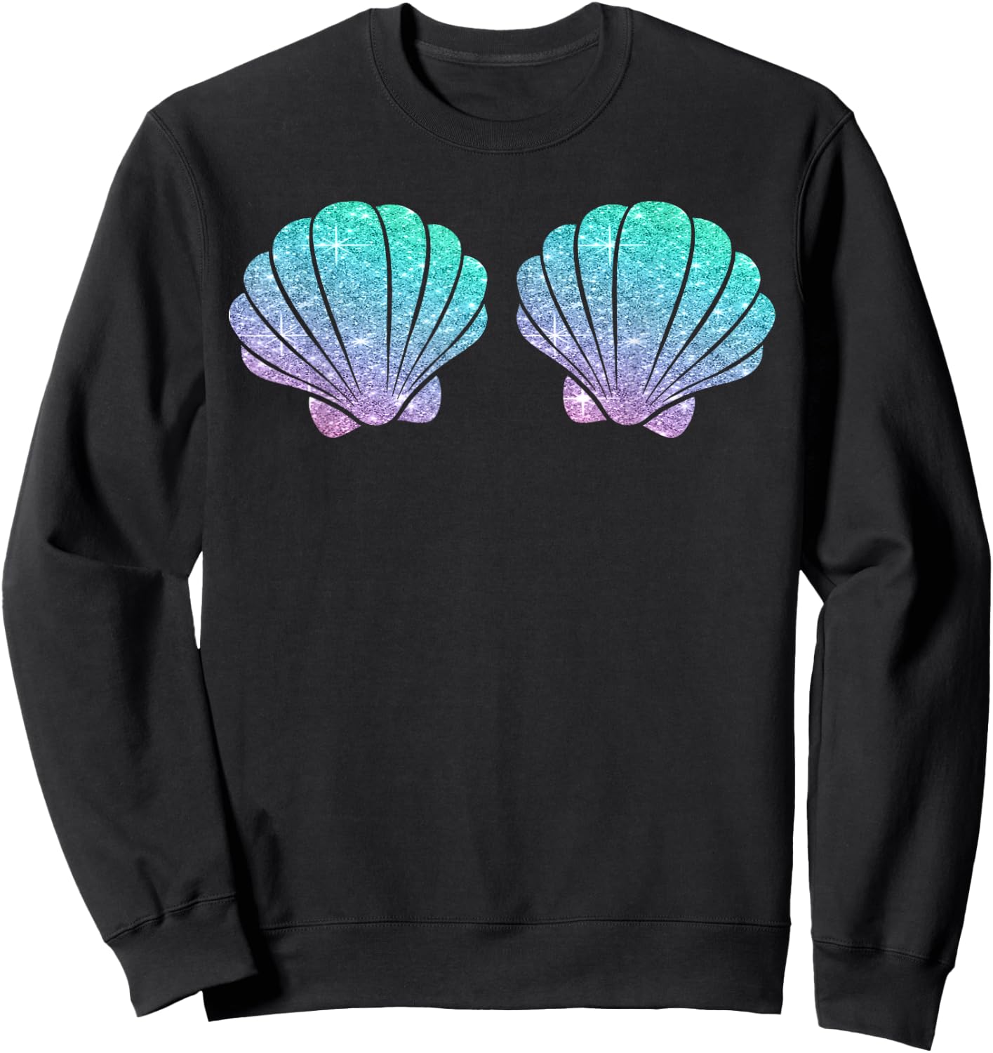 Halloween Girl Costume, Cute Mermaid Shell Bra Costume Women Sweatshirt - Sweatshirt | Black
