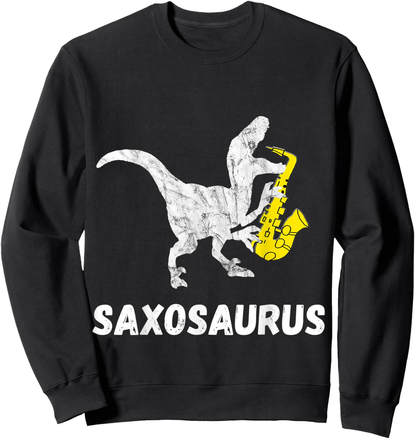 Cool Sax Saxophone Jazz Music Instrument Dinosaur Funny Saxophone T-Rex Sweatshirt - Sweatshirt | Black