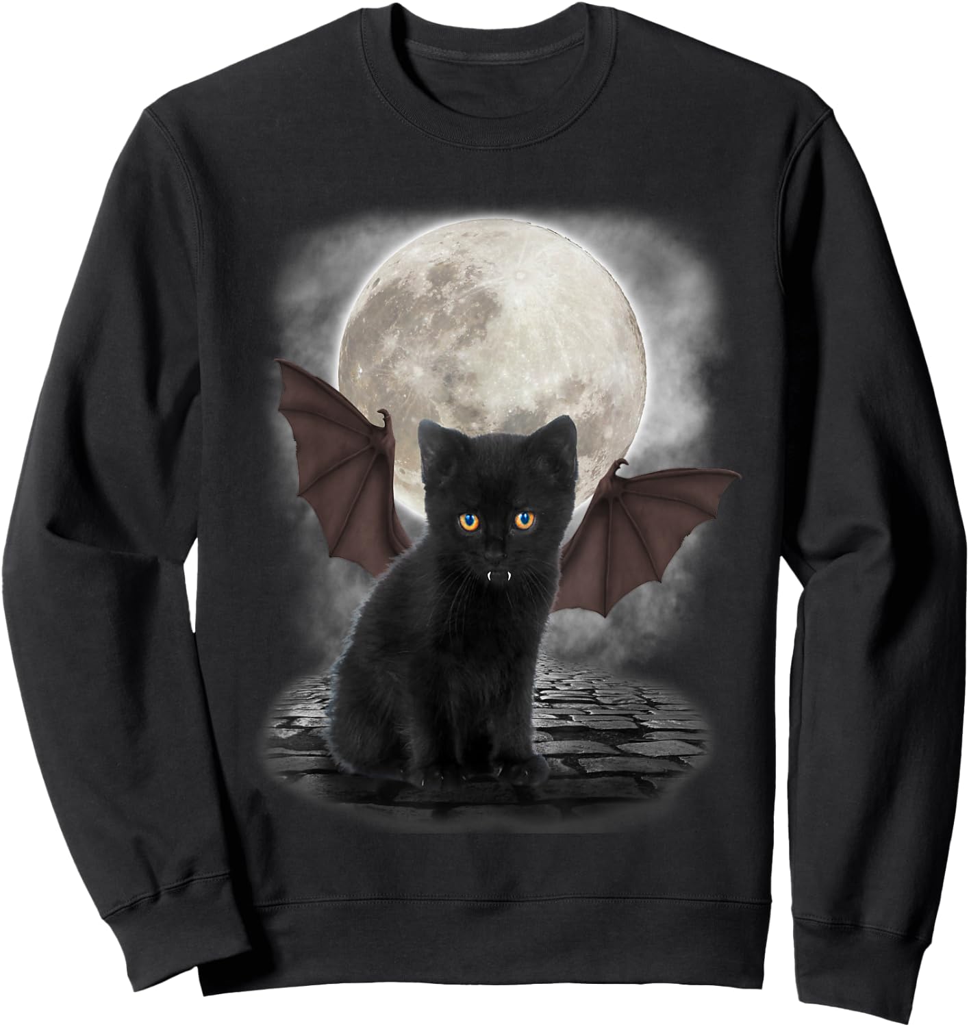 Gothic Bat Cat Shirt Vampire Funny Gifts Cats Lover Sweatshirt - Sweatshirt | Black