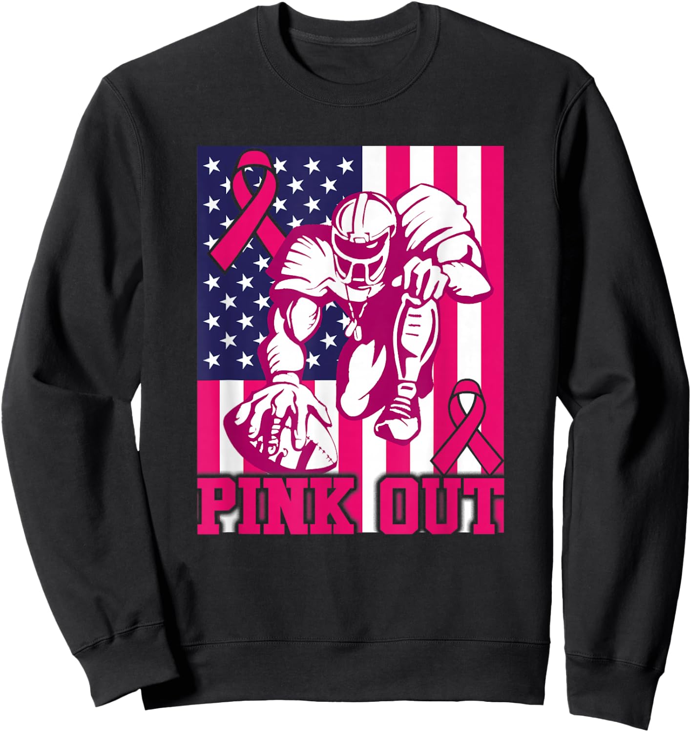Pink Out Football Breast Cancer Awareness Toddler Boys Kids Sweatshirt - Sweatshirt | Black