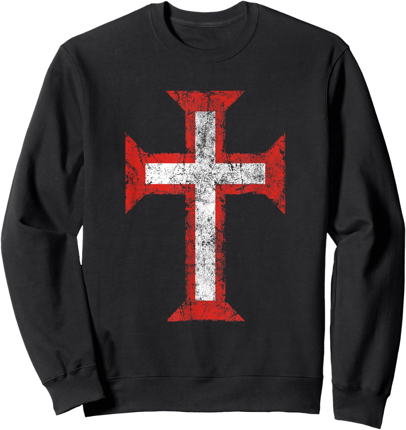 Order of Christ Cross-Templar-christian-Portugal-Eroded Sweatshirt - Sweatshirt | Black