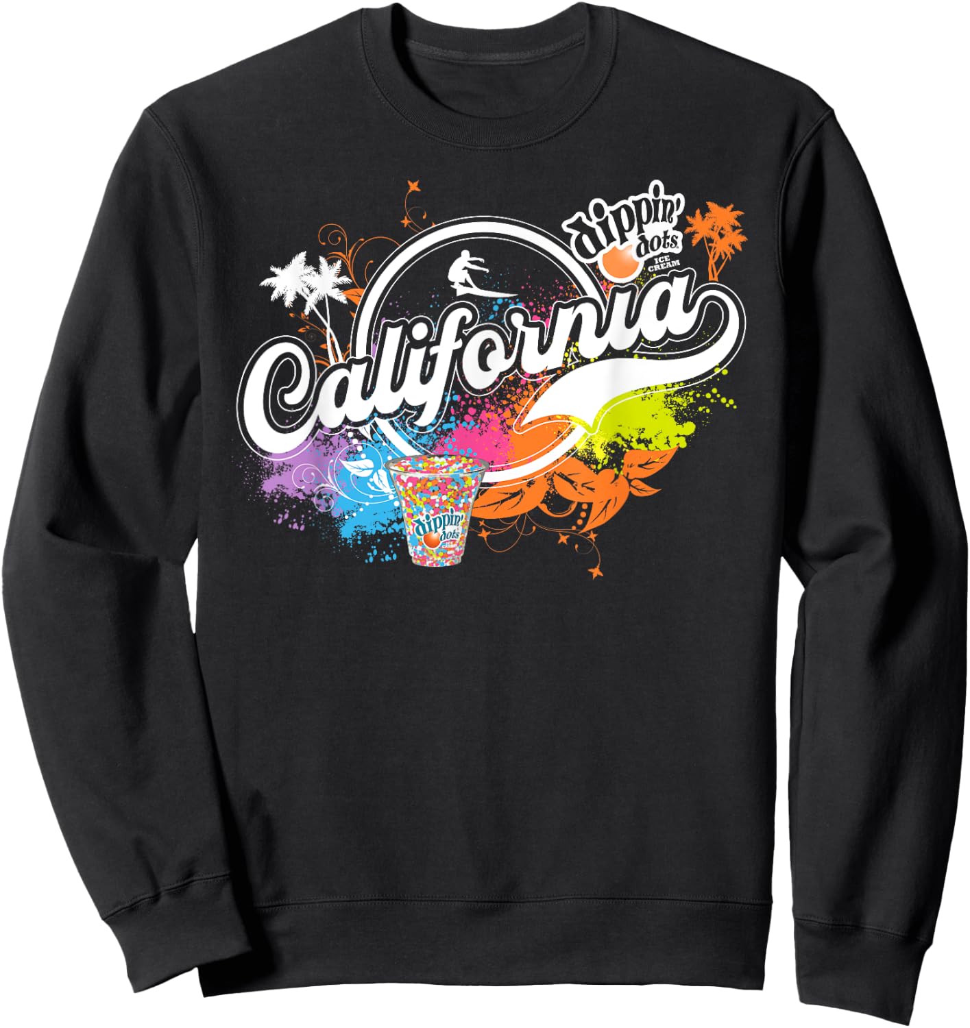 Vintage California Summer Surfing Dippin Dots Ice Cream Sweatshirt - Sweatshirt | Black