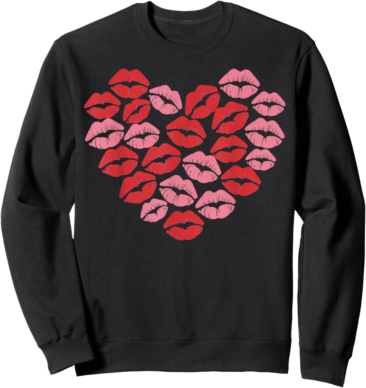 Lips Heart Pattern for Romantic Spirits Valentine's Day Fun Sweatshirt - Sweatshirt | Black
