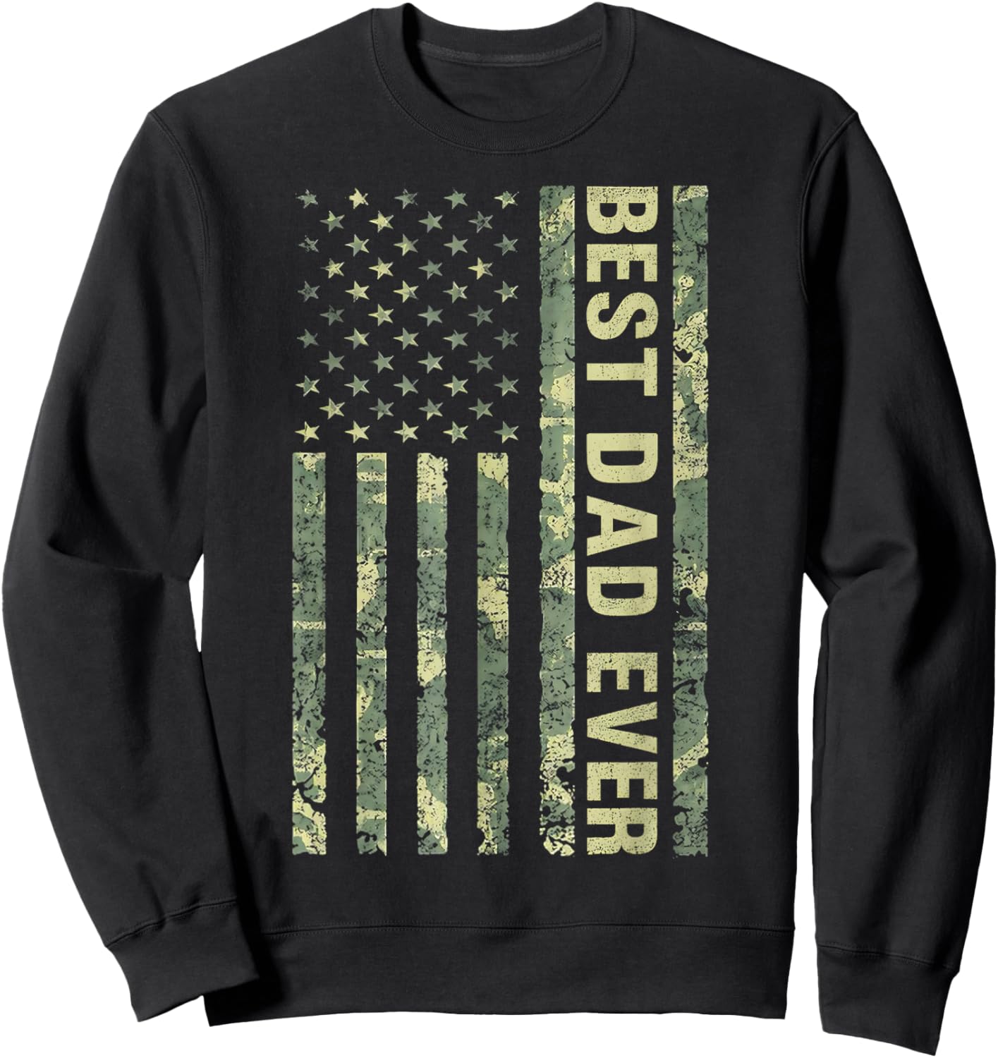 Best Dad Ever with US American Flag Gifts Fathers Day Sweatshirt - Sweatshirt | Black