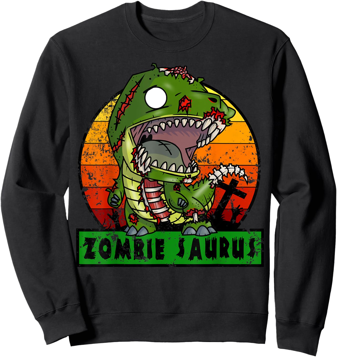 Zombie Saurus Zombiesaurus Dinosaur Halloween Costume Boys Sweatshirt - Sweatshirt | Black