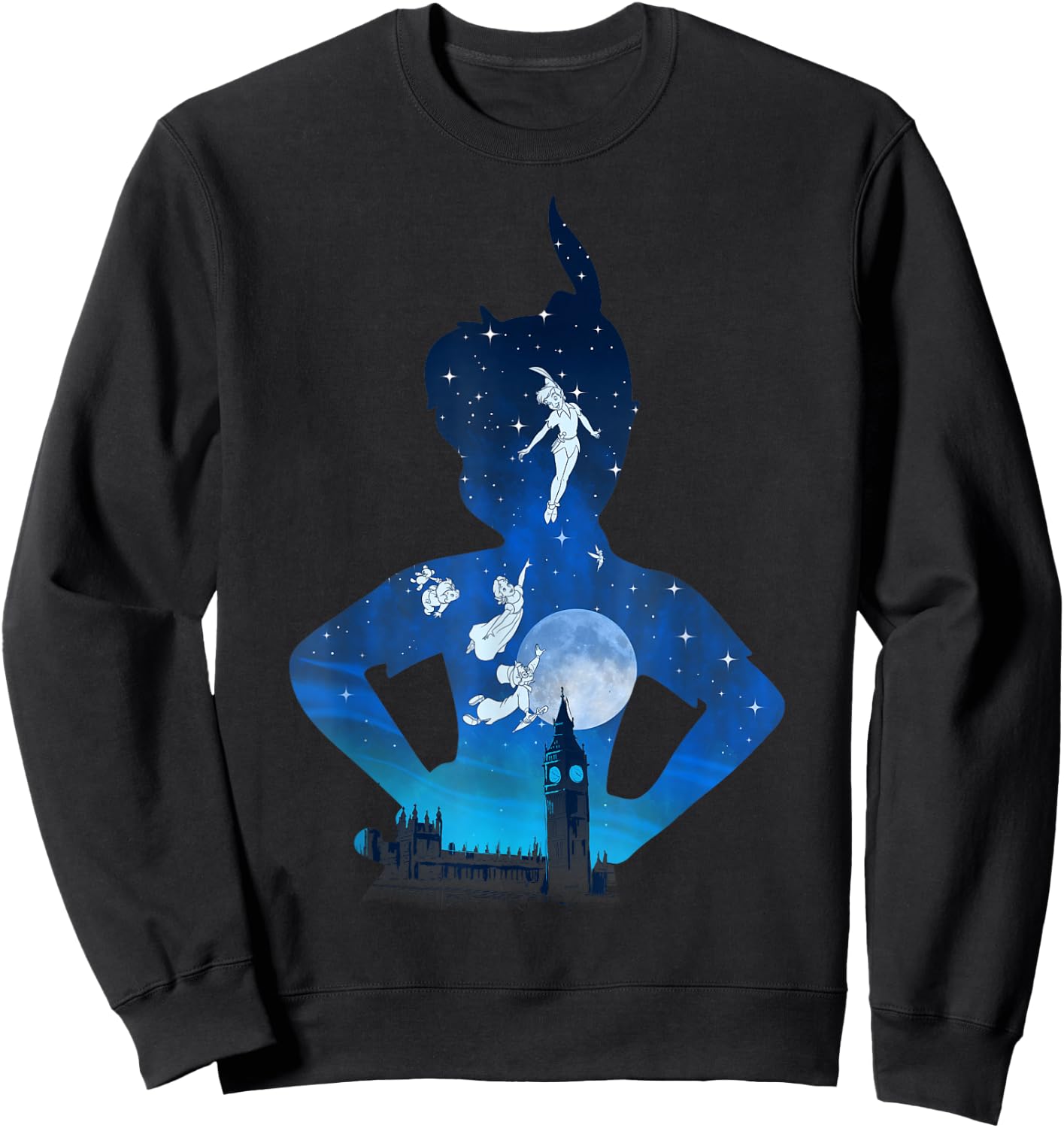 Disney Peter Pan Midnight London Flight Silhouette Fill Sweatshirt - Sweatshirt | Black