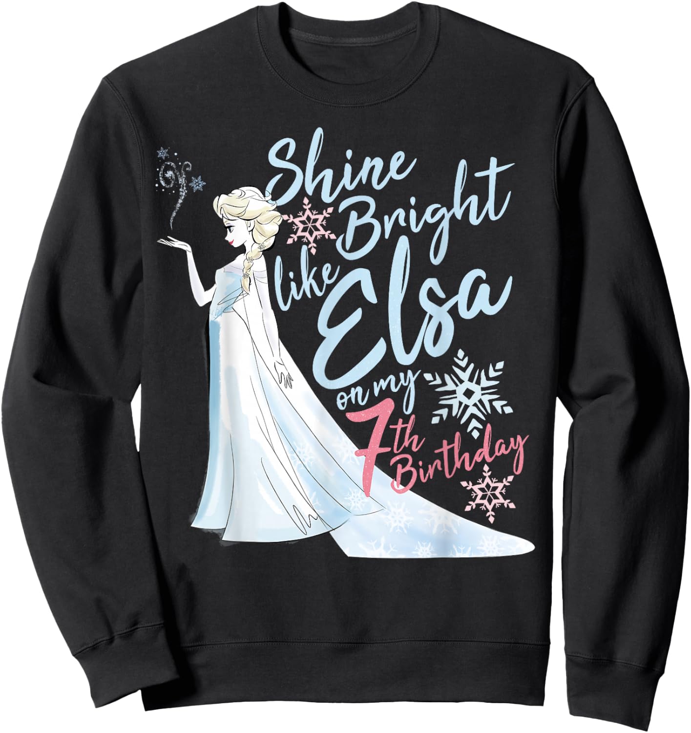 Disney Frozen Elsa Shine Bright On My 7th Birthday Sweatshirt - Sweatshirt | Black