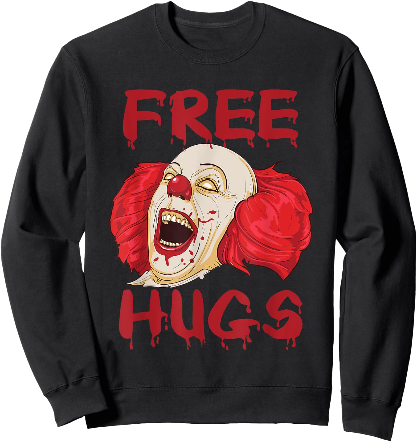 Free Hugs Halloween Evil Killer Scary Clown Horror Gift Sweatshirt - Sweatshirt | Black