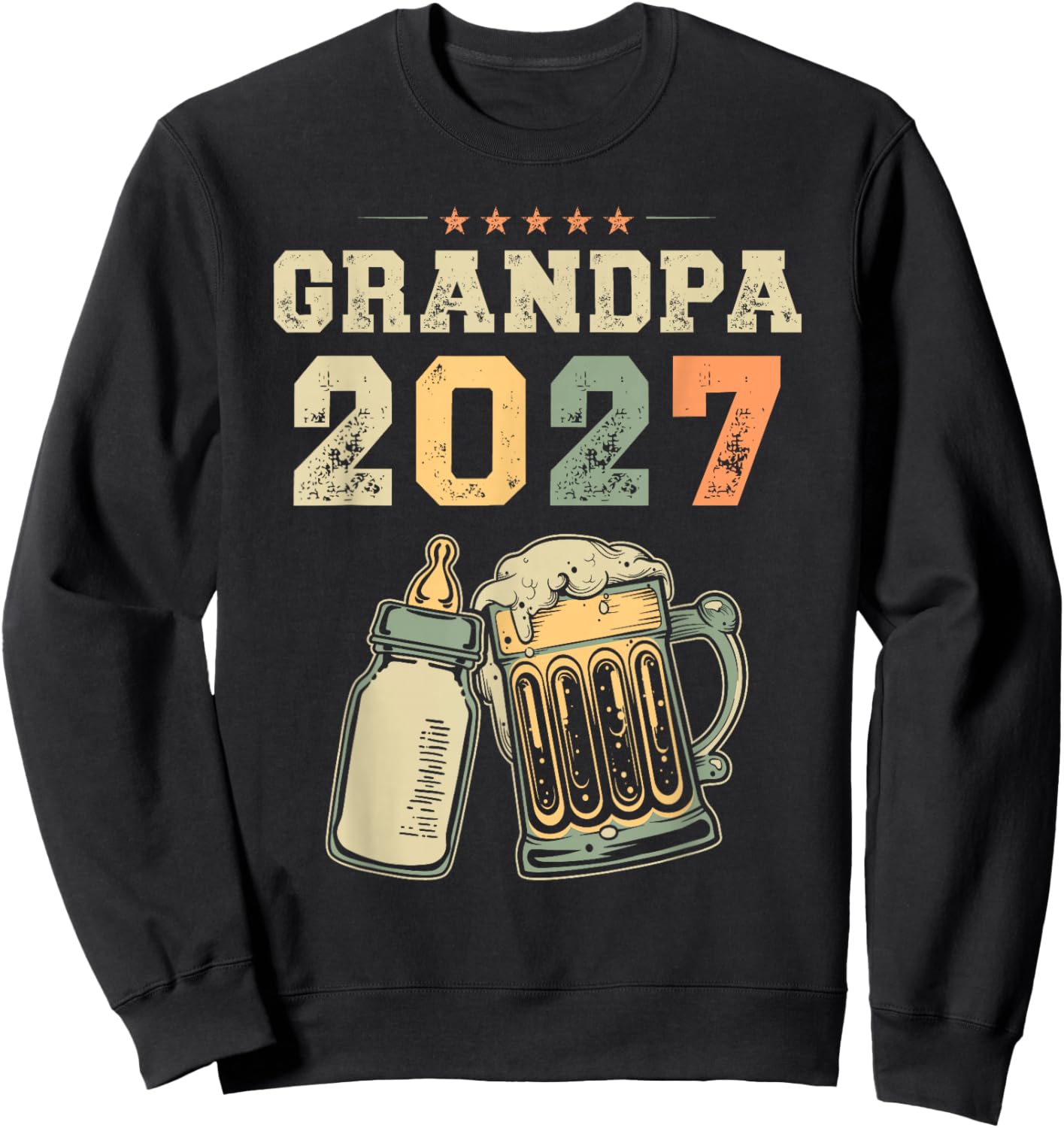 Grandpa 2027 Vintage Expecting Grandpa Baby Announce Sweatshirt - Sweatshirt | Black