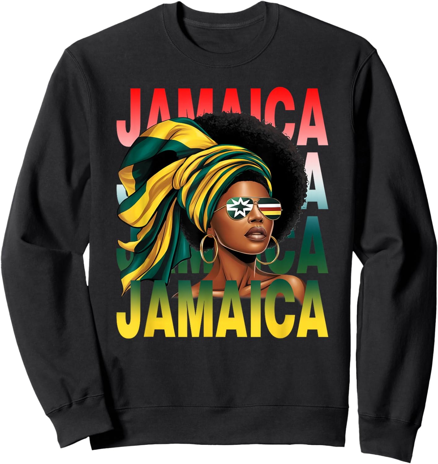 Proud Jamaican Afro Black Woman Jamaica Flag Pride Sweatshirt - Sweatshirt | Black