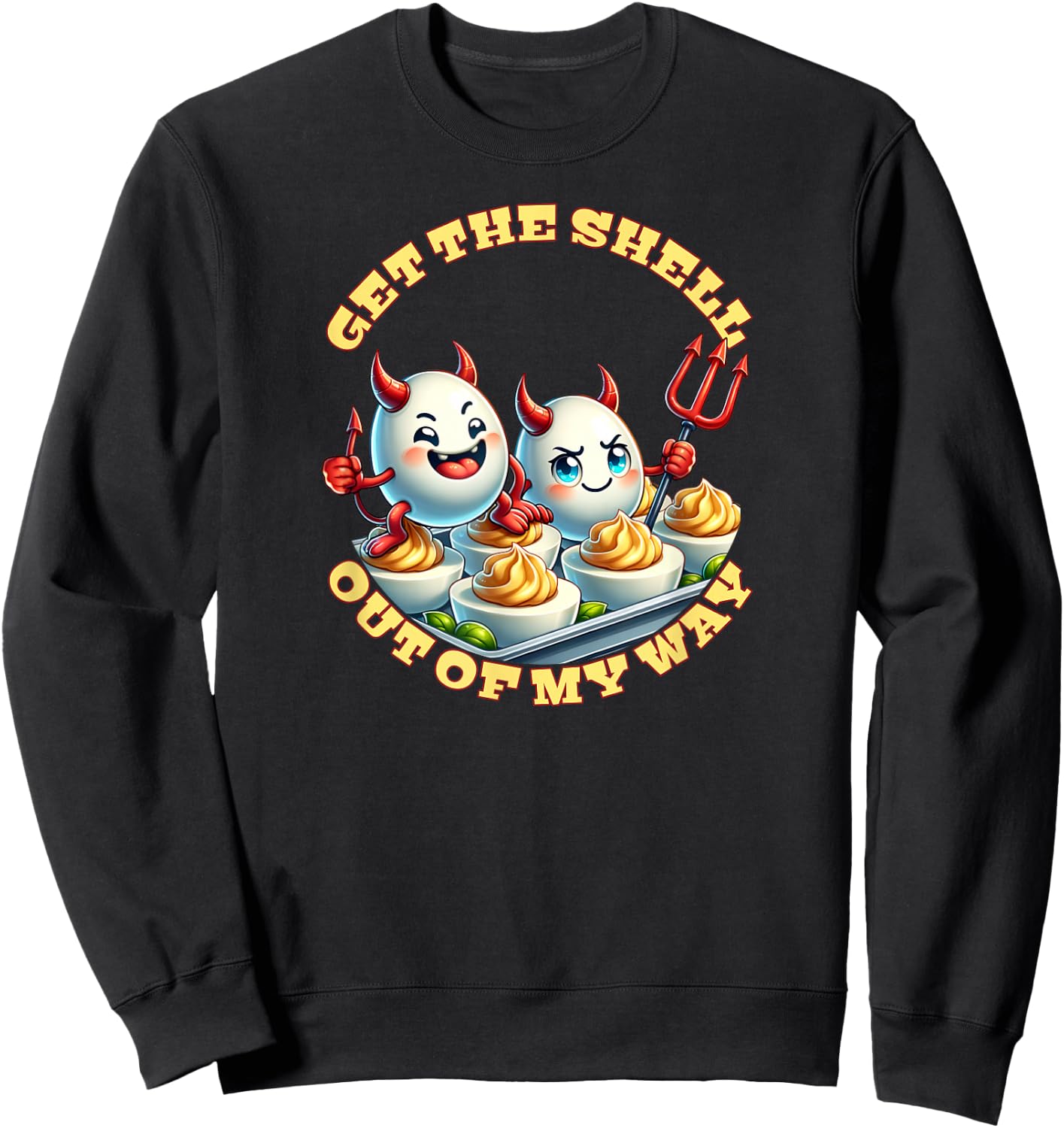 Funny Thanksgiving Dinner You Know Why I'm Here Deviled Egg - Funny Thanksgiving Shirt - Adults & Kids - Black - Small - Short Sleeve - Classic Fit - Cotton, Polyester - Machine Wash Sweatshirt - Sweatshirt | Black