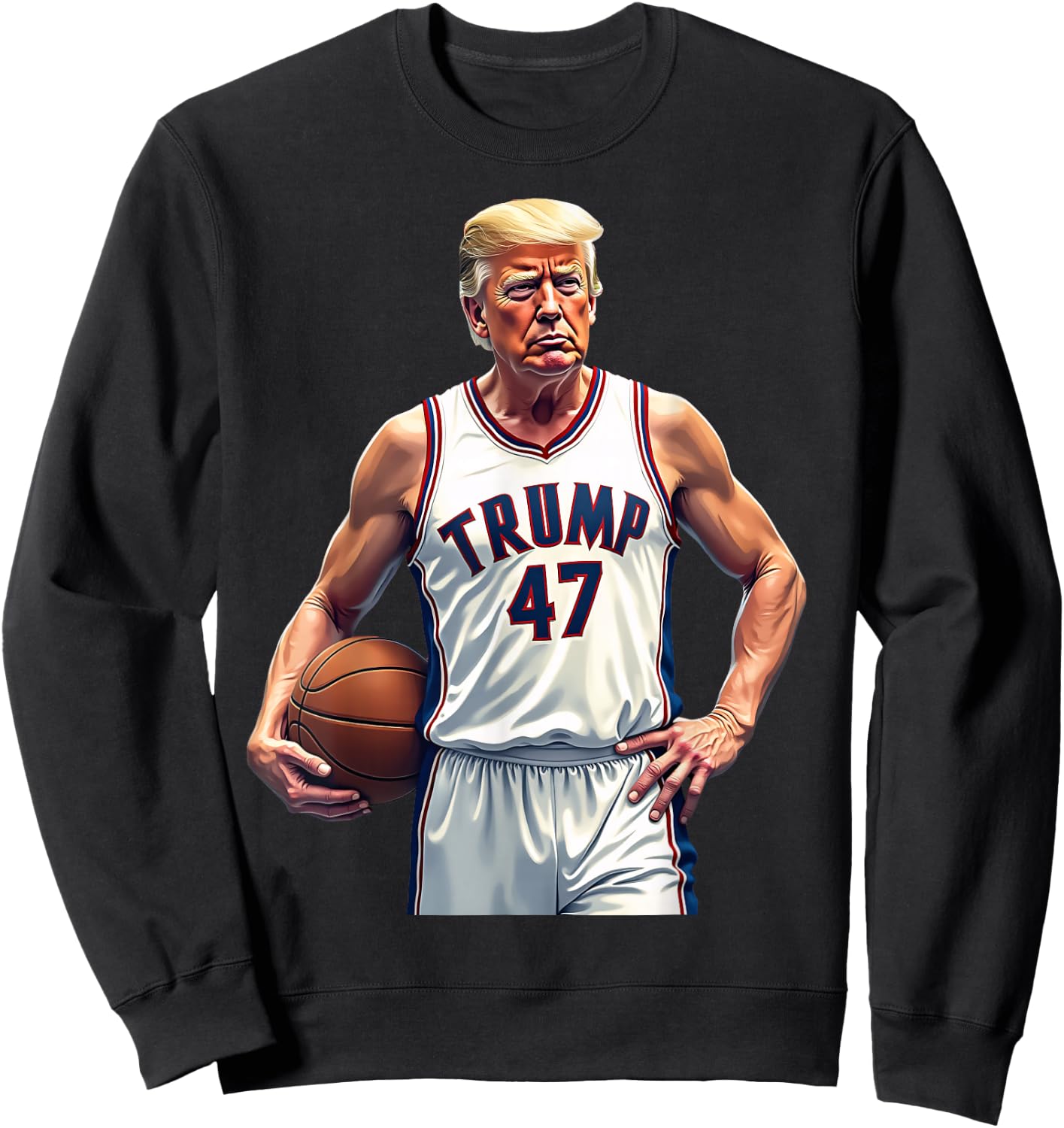 Funny Trump 47 Basketball Player Team Trump Sweatshirt - Sweatshirt | Black