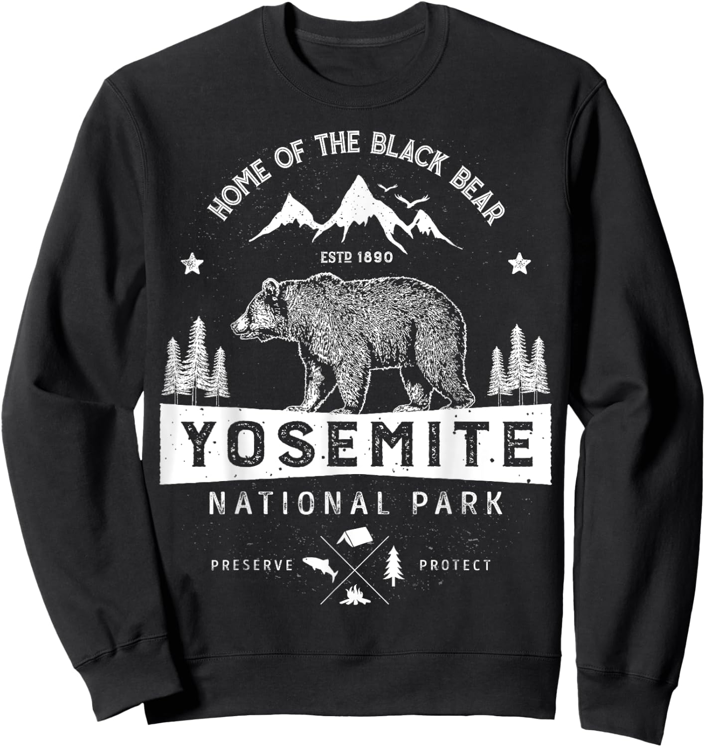 Yosemite National Park T shirt California Bear Vintage Gifts Sweatshirt - Sweatshirt | Black