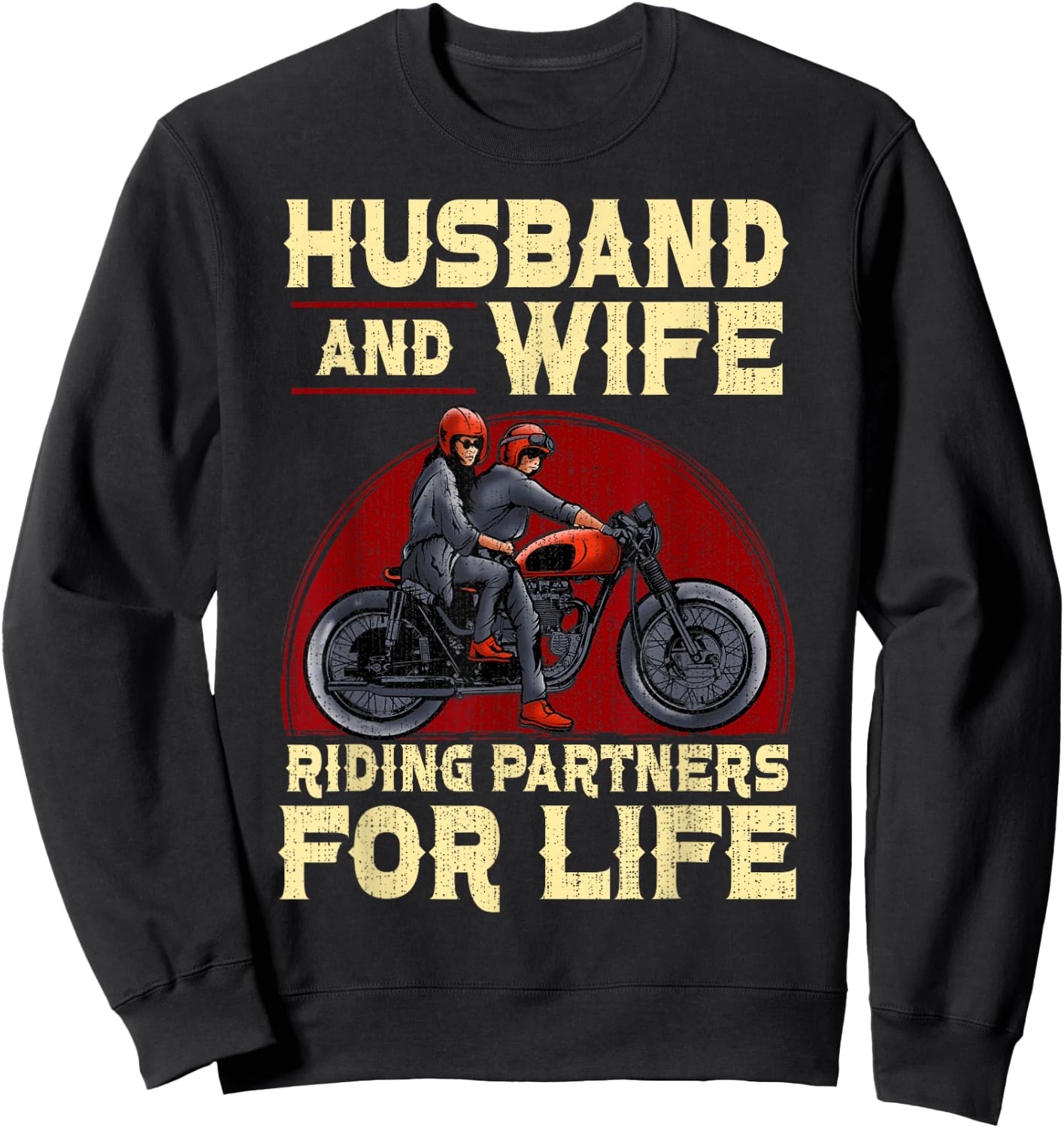 Biker Husband Wife Matching Couple Anniversary Motorcycle Sweatshirt - Sweatshirt | Black