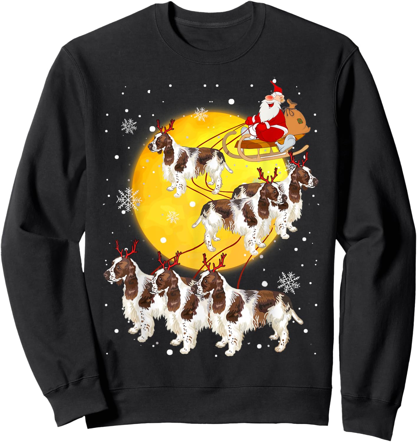 English Springer Spaniel Reindeer Christmas Dog Lover Gifts Sweatshirt - Sweatshirt | Black
