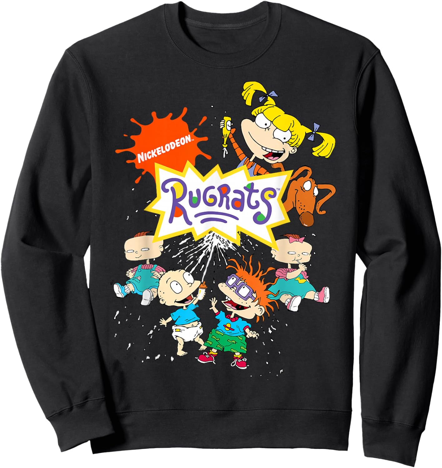 Rugrats Logo with Nick Logo and Rugrats Characters Small Sweatshirt - Sweatshirt | Black