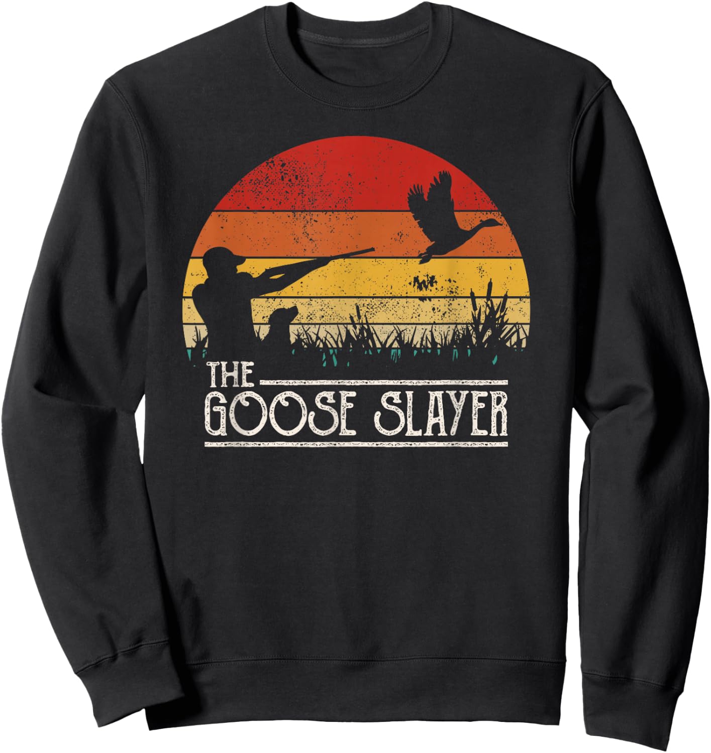 Vintage Sunset Retro Style Goose Hunting Goose Slayer Sweatshirt - Sweatshirt | Black
