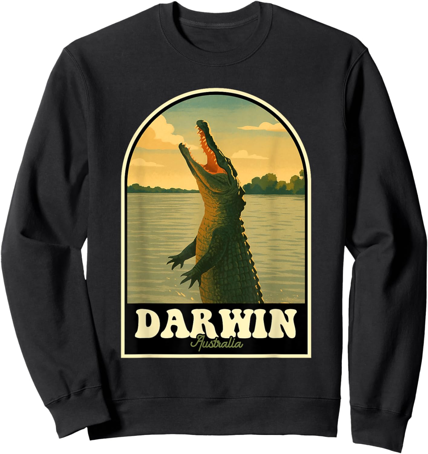 Darwin Australia Vintage Travel Design with Sunset and Natur Sweatshirt - Sweatshirt | Black