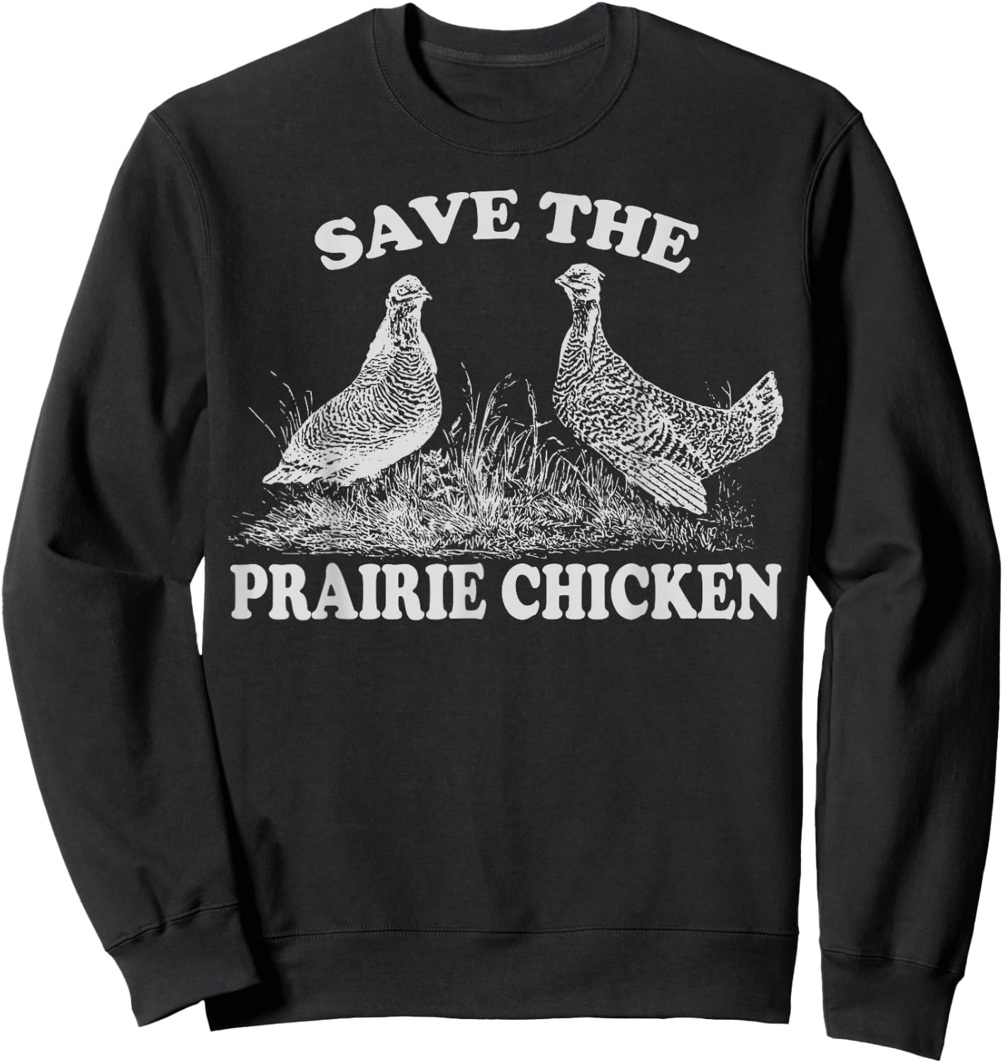 Save the Prairie Chicken Vintage Conservation Sweatshirt - Sweatshirt | Black