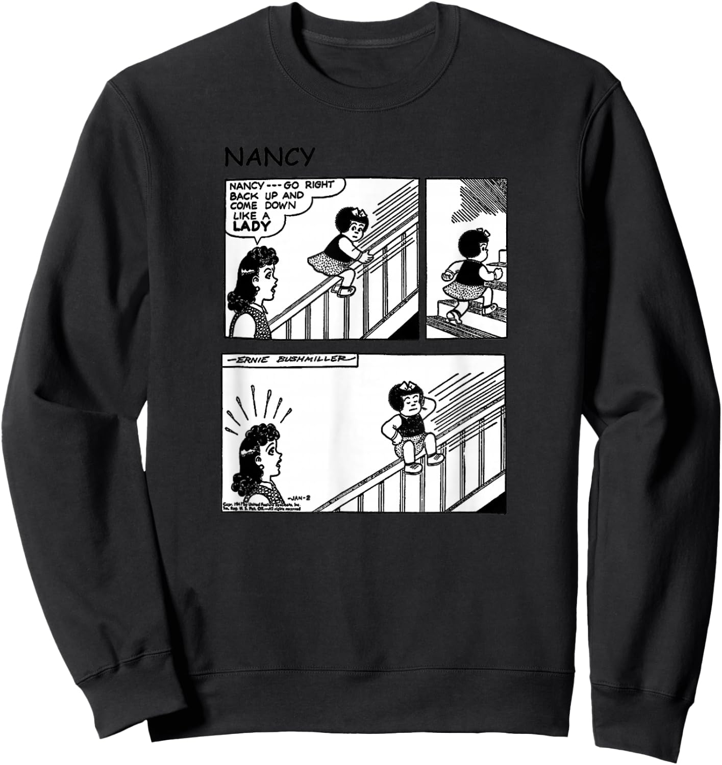 Nancy Slides Down Banister | Aunt Fritzi Scolds Vintage Top Sweatshirt - Sweatshirt | Black
