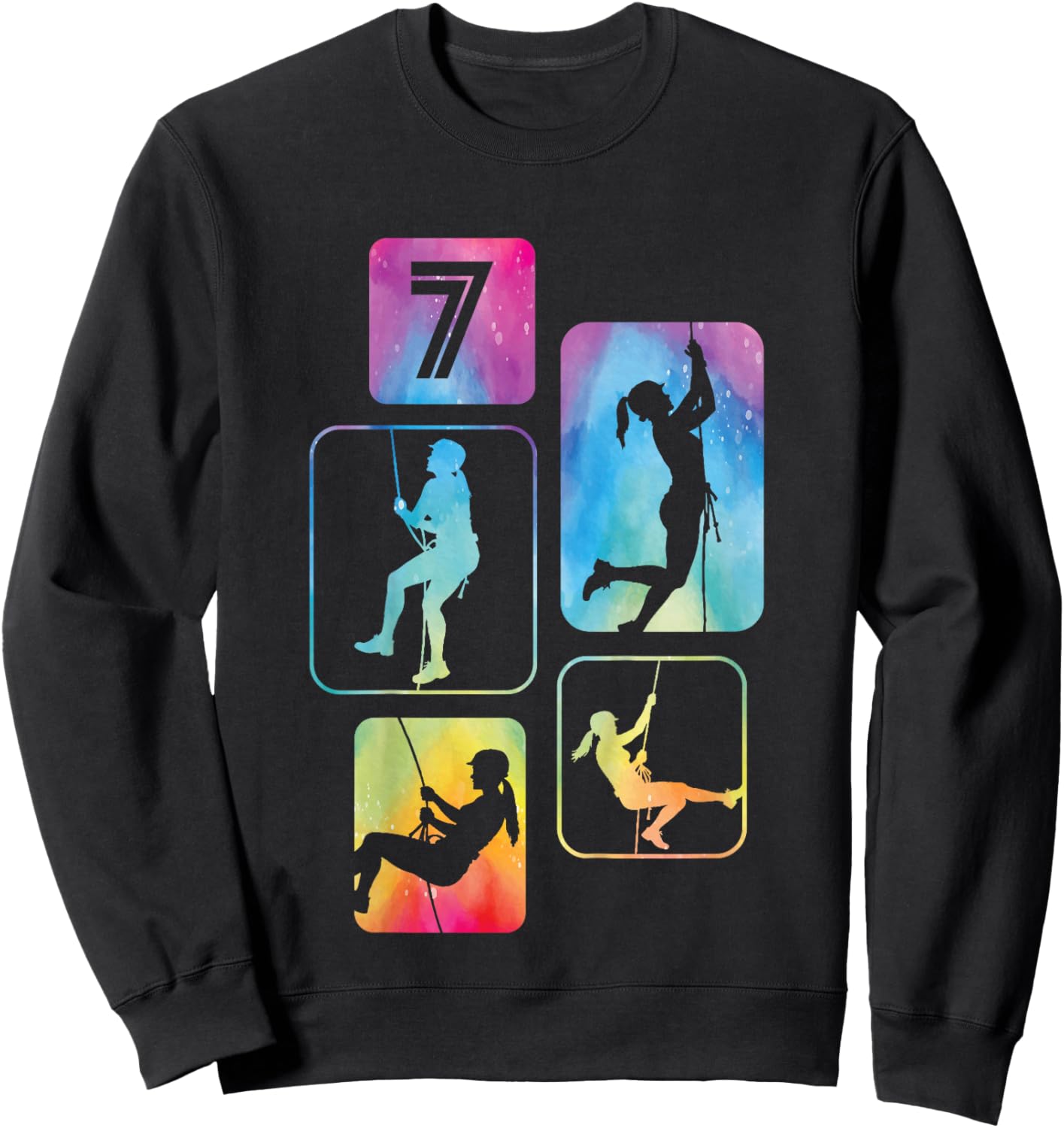 7th Birthday Climbing Rock Climber Bouldering 7 Years Old Sweatshirt - Sweatshirt | Black