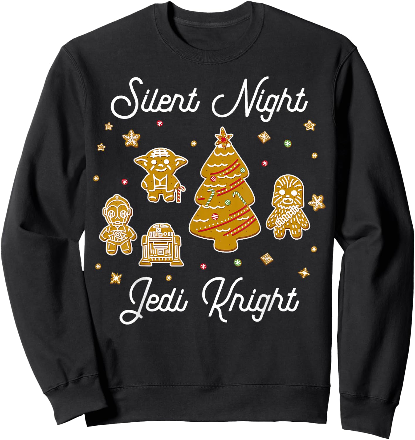 Star Wars Christmas Silent Night Jedi Knight Gingerbread Sweatshirt - Sweatshirt | Black