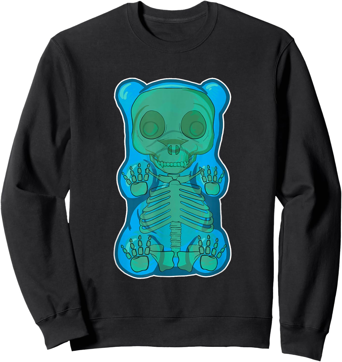 Classic Blue GUMMY BEAR Skeleton Anatomy halloween Sweatshirt - Sweatshirt | Black