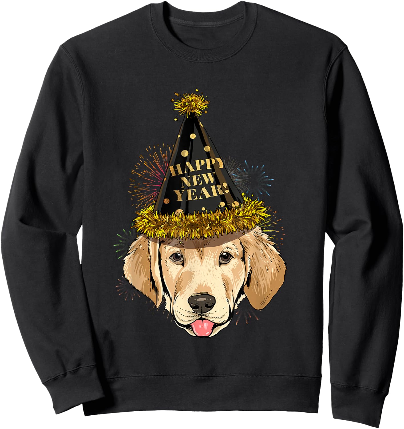 Labrador Retriever Happy New Year 2021 Dog Sweatshirt - Sweatshirt | Black